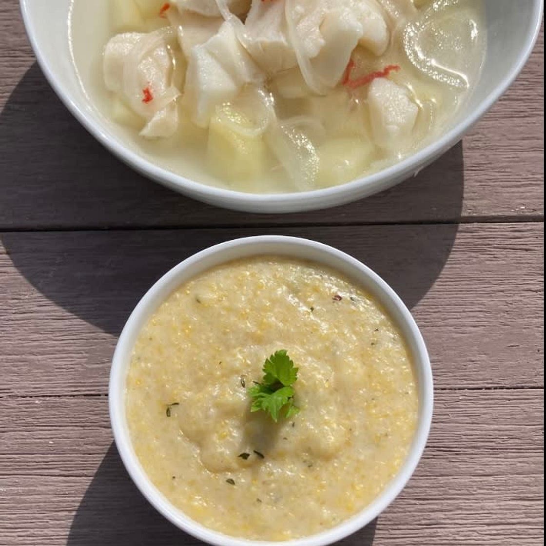 Boil Grouper w/ Coconut Kalik Grits