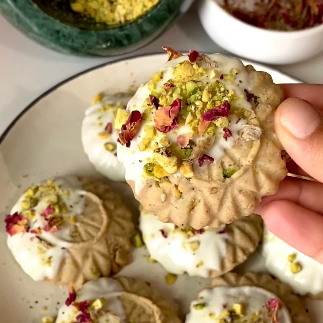 Pistachio-Rose Butter Cookies