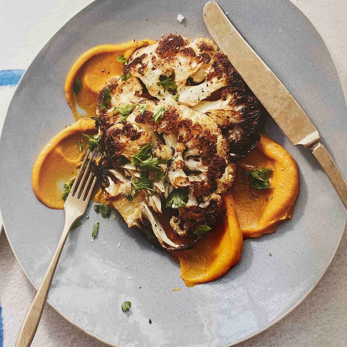 Feel-Good Cauliflower Steaks with Beta-Carotene Purée 