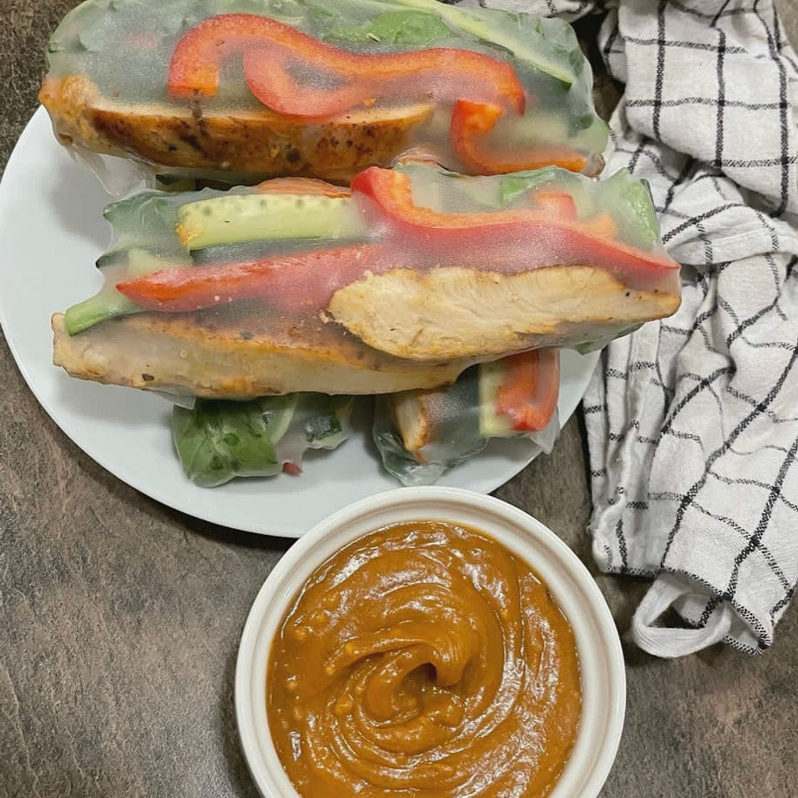 Spring Rolls with Thai Peanut Sauce
