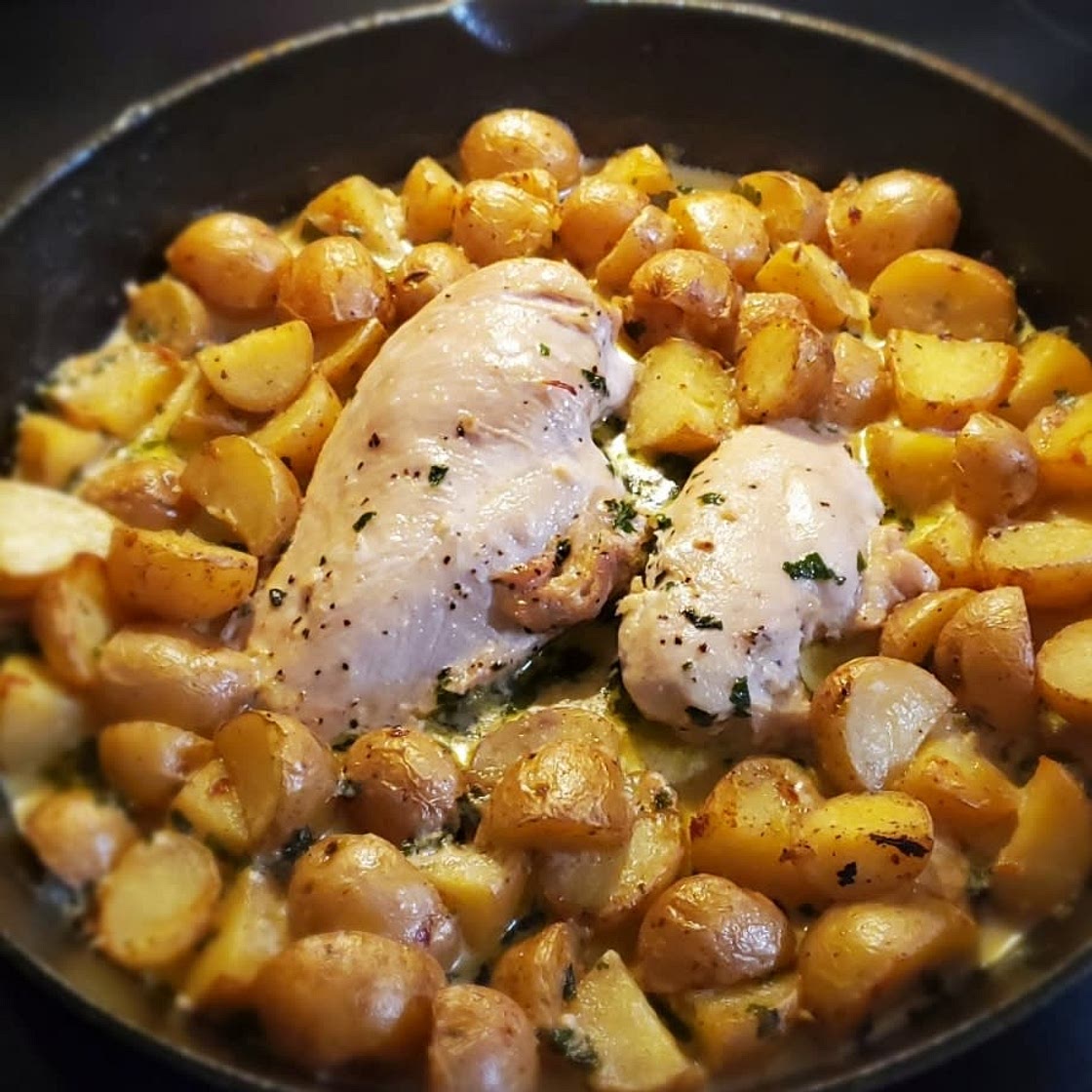 Chicken and Potatoes with Dijon Cream Sauce