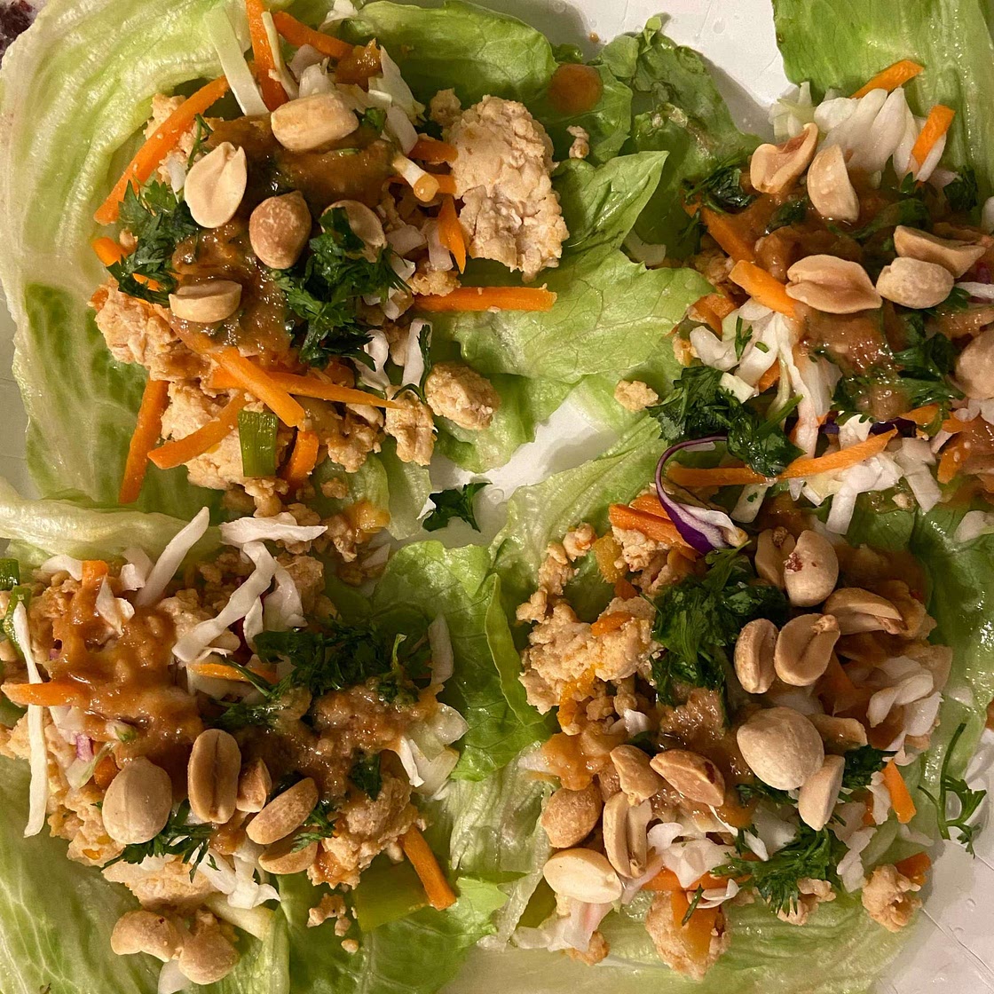Thai Chicken Peanut Lettuce Tacos