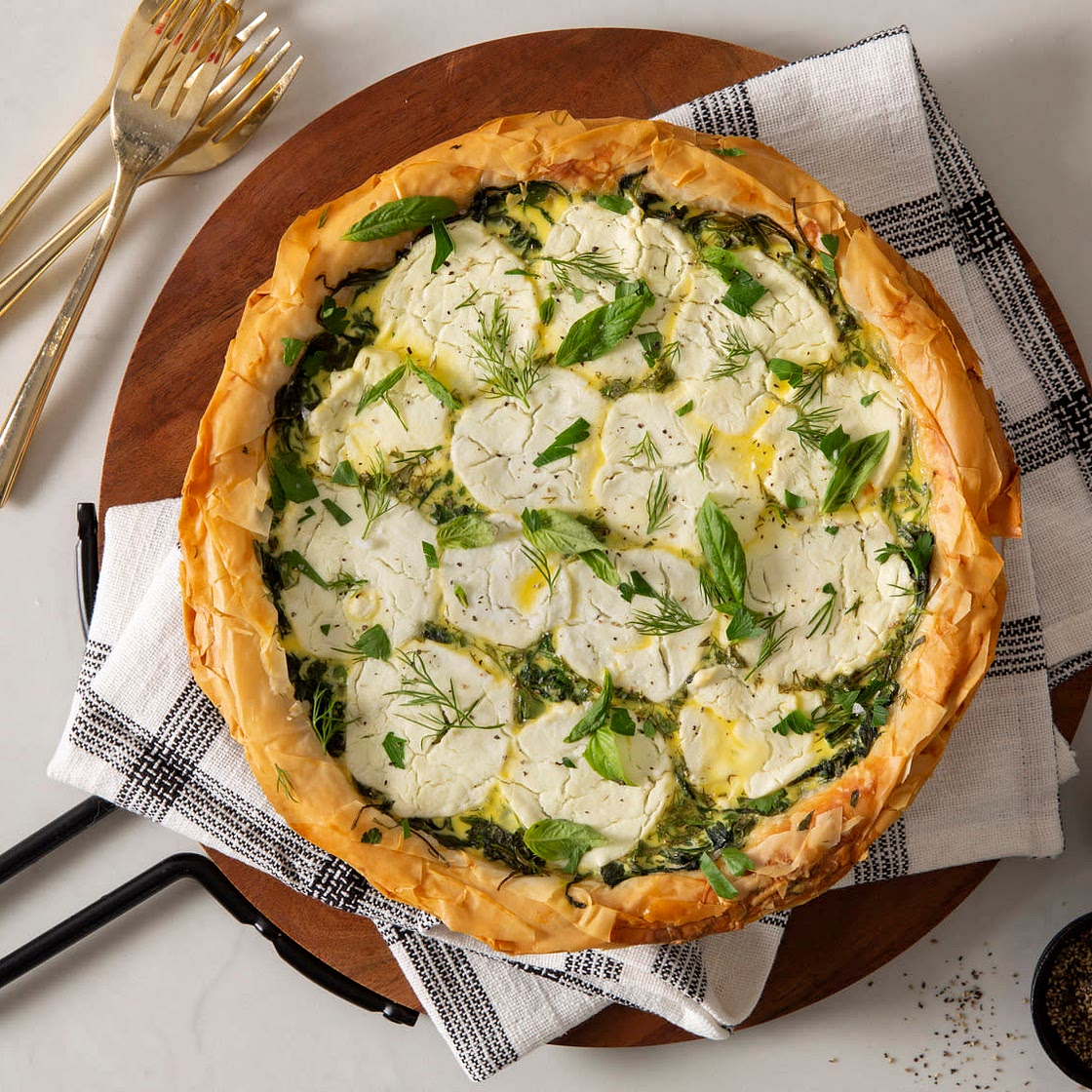 Arugula-Goat Cheese Phyllo Pie