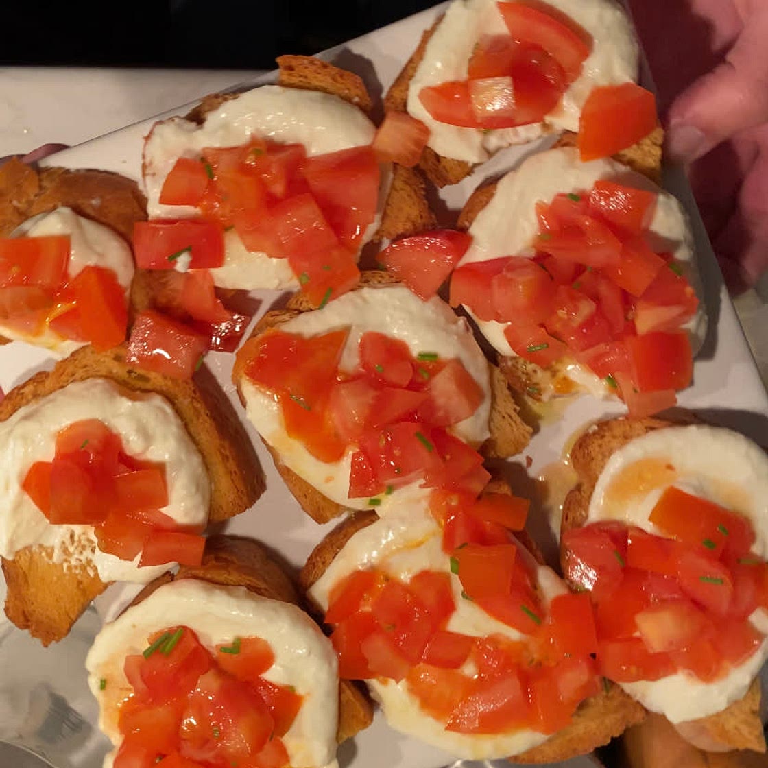 Bruschetta with Creamy Cheese Spread & Tomatoes