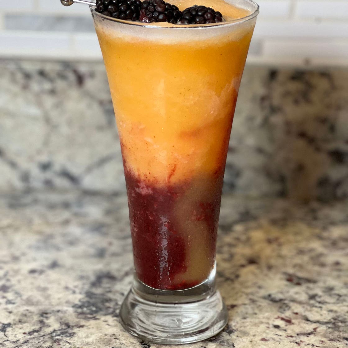 Frozen Blackberry and Peach Rum Cocktail 