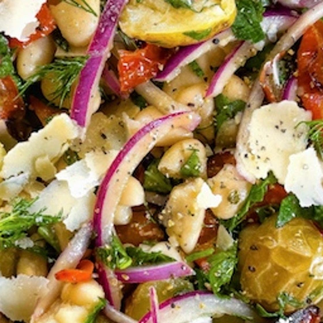 Roasted Red Pepper & Potato White Bean Salad