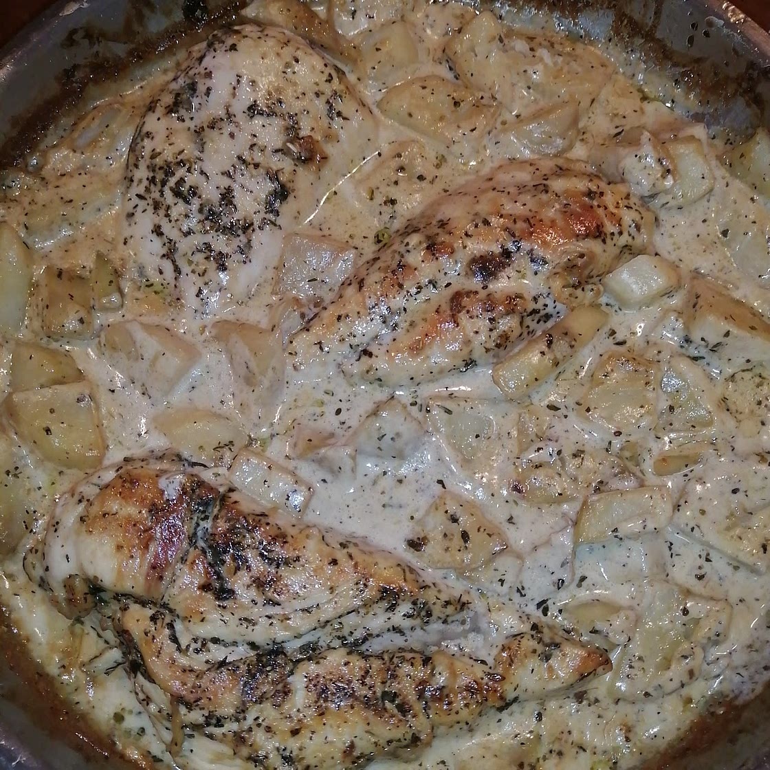 Chicken and Potatoes with Dijon Cream Sauce