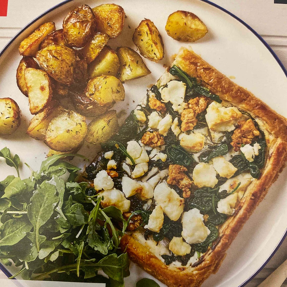 Spinach & Feta Tart, Crispy Potatoes & Salad