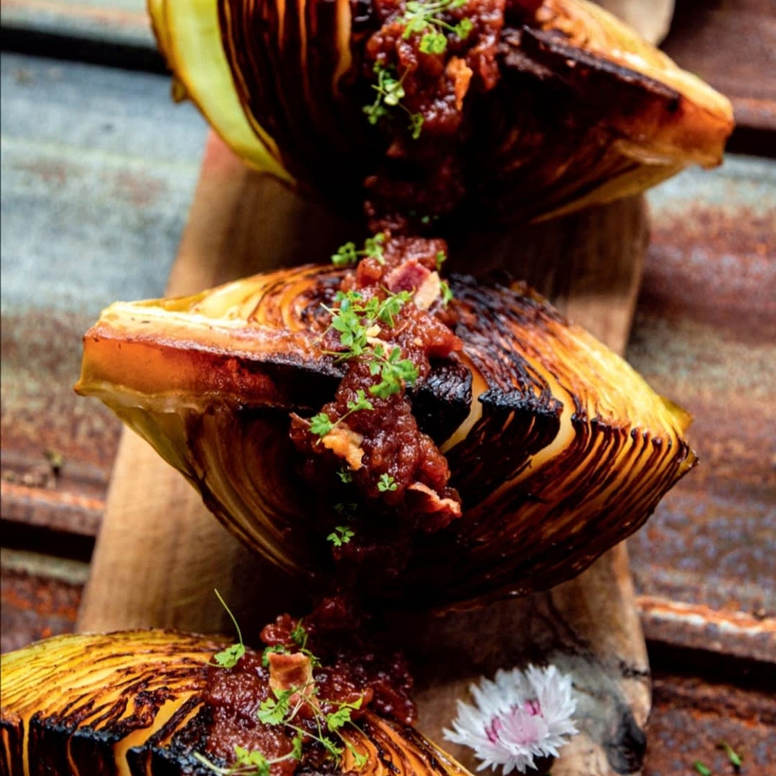 CABBAGE STEAKS ROSEMARY JUNIPER APPLE JAM