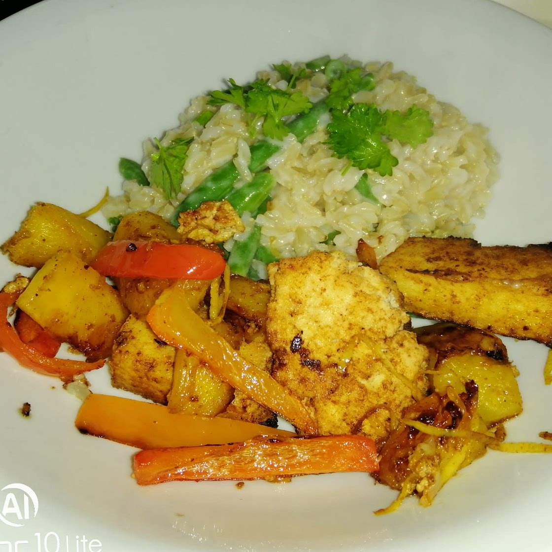 Hawaiian-Style Fried Tofu With Coconut Rice