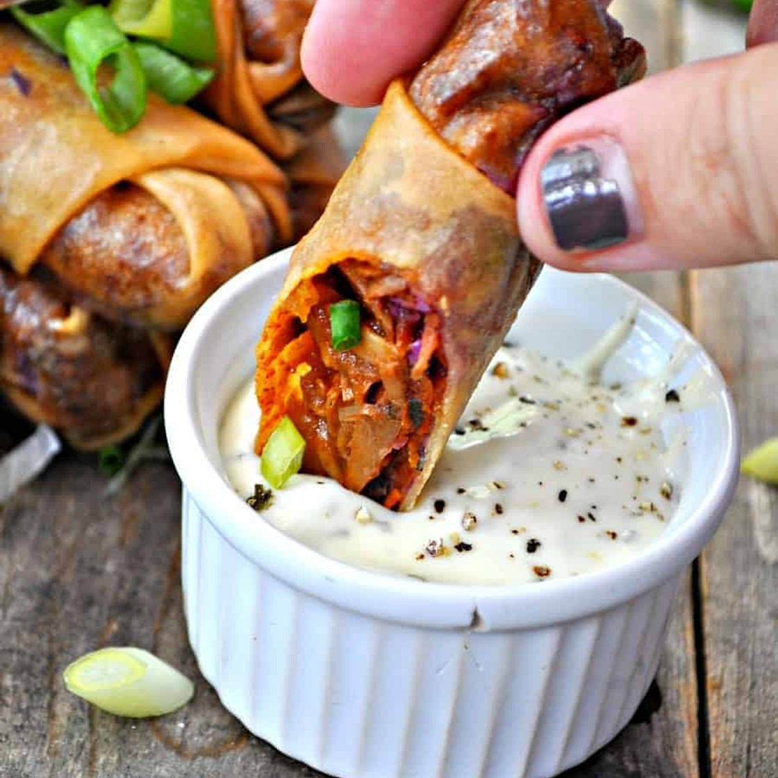 Vegan Southern BBQ Jackfruit Spring Rolls