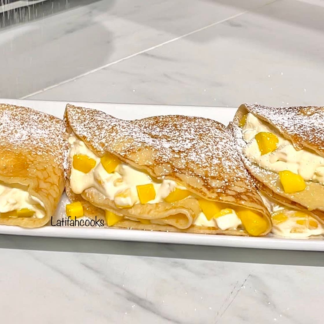 Pancake || Crepe with mango cream cheese filling