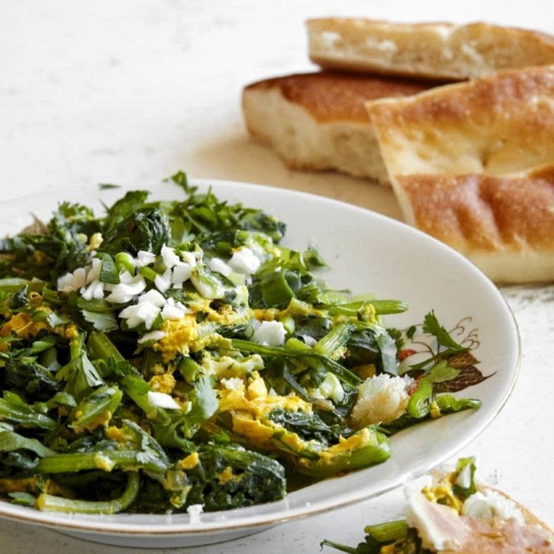 Greens	with	Eggs