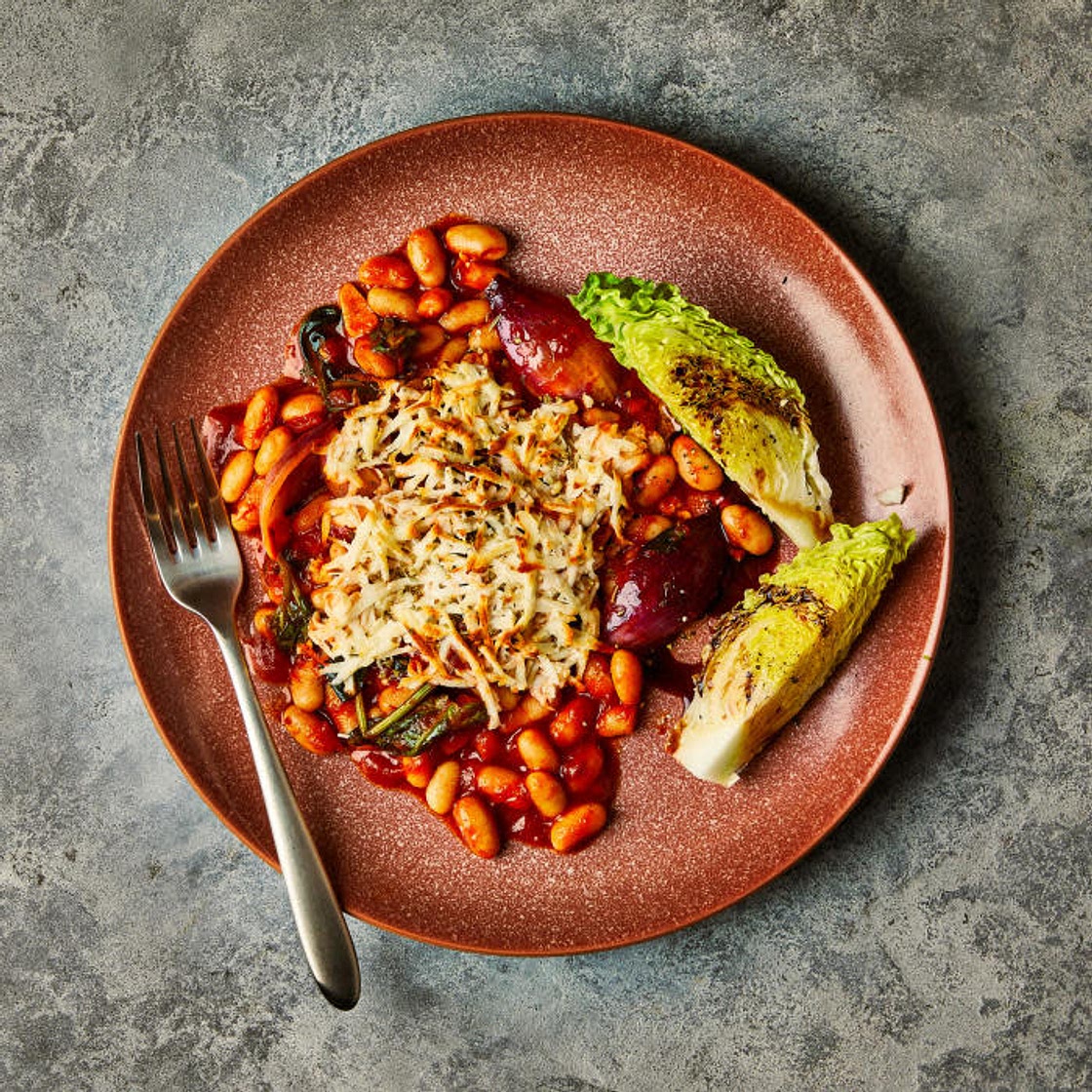 Halloumi-Topped Smoky Tomato Beans