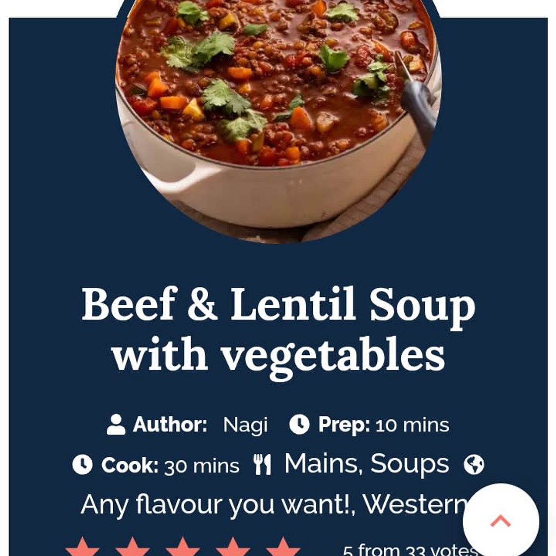Beef & Lentil Soup with veges