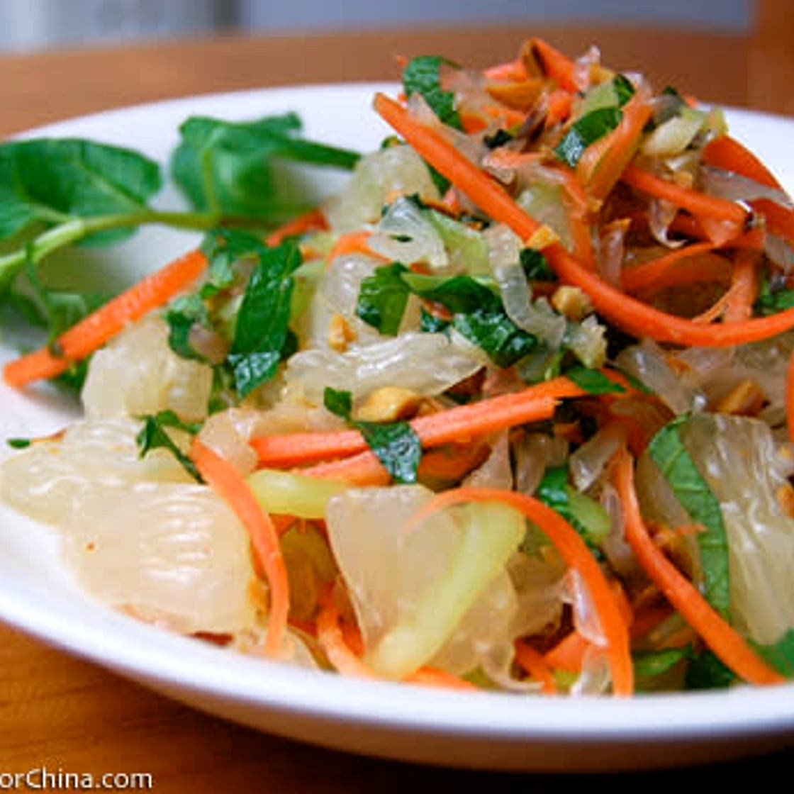 Pomelo Salad with Long Beans & Chickpea Tempeh