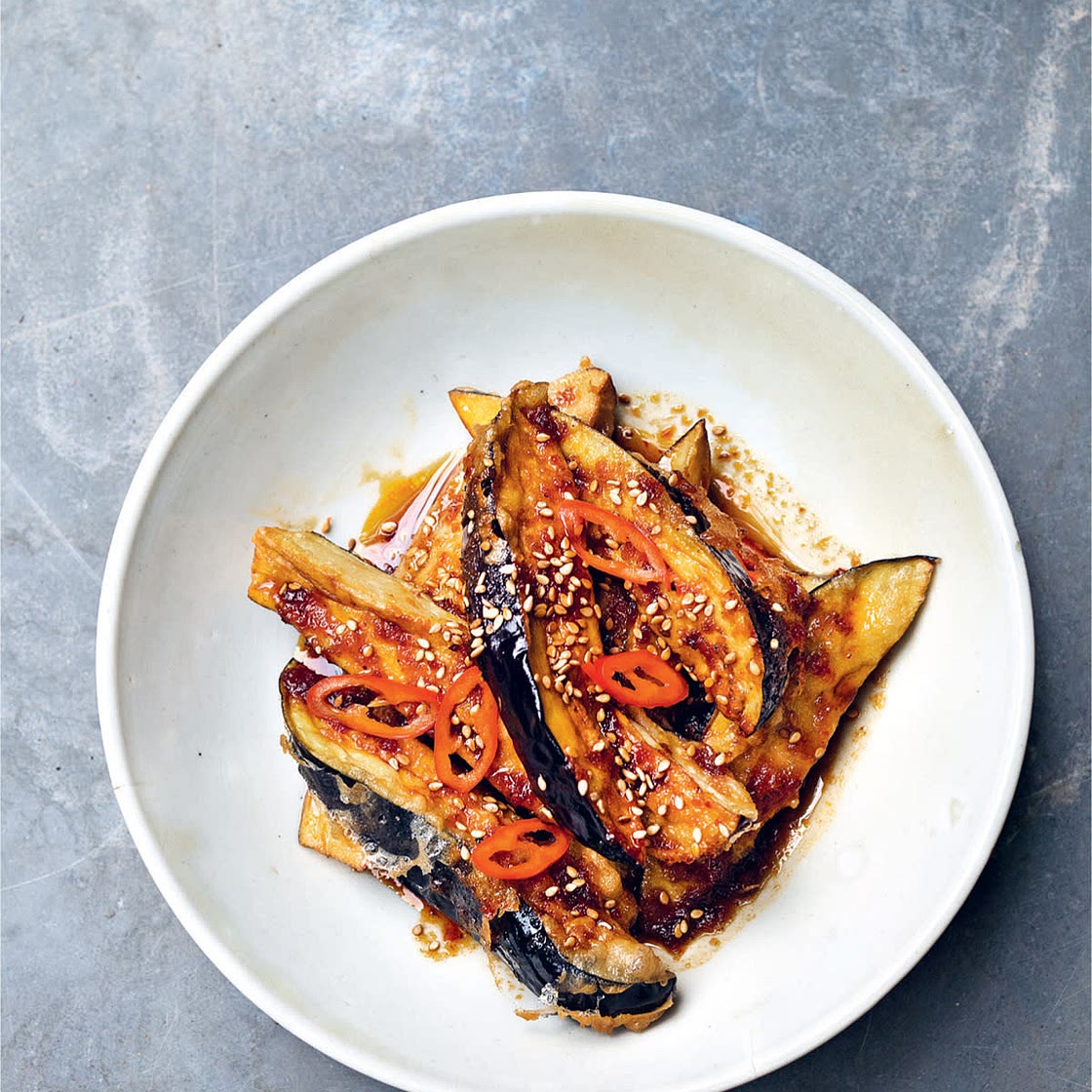 AUBERGINE, CHILLI, SOY