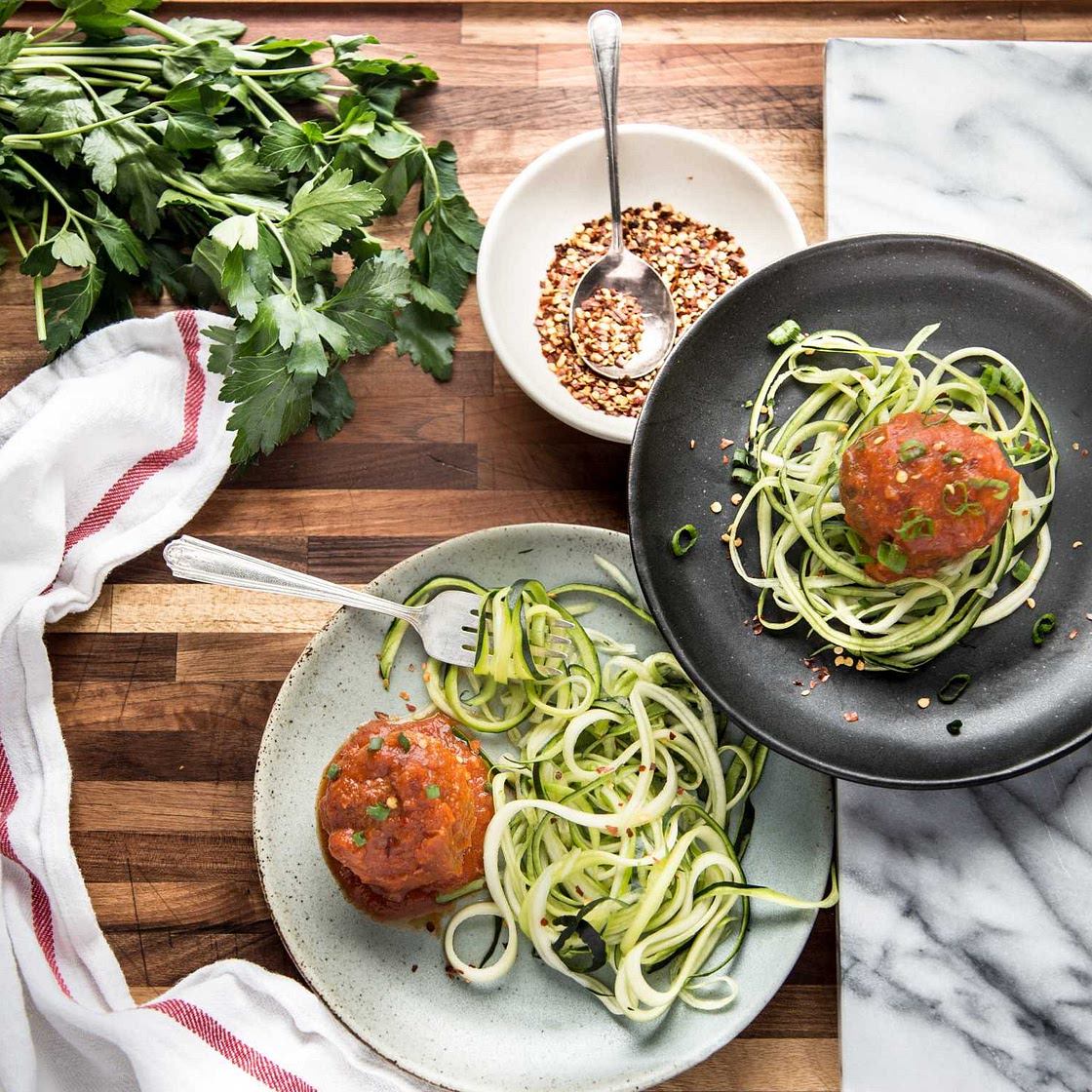 Zpaghetti with Pesto Meatballs