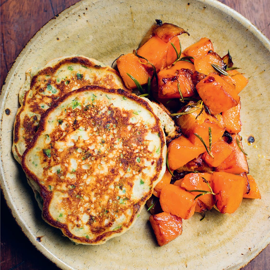 PUMPKIN, ONIONS, ROSEMARY. PARSLEY, PARMESAN, EGGS