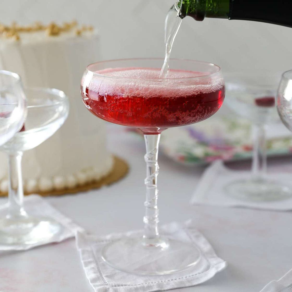 Hibiscus Tea and Elderberry Champagne Cocktail