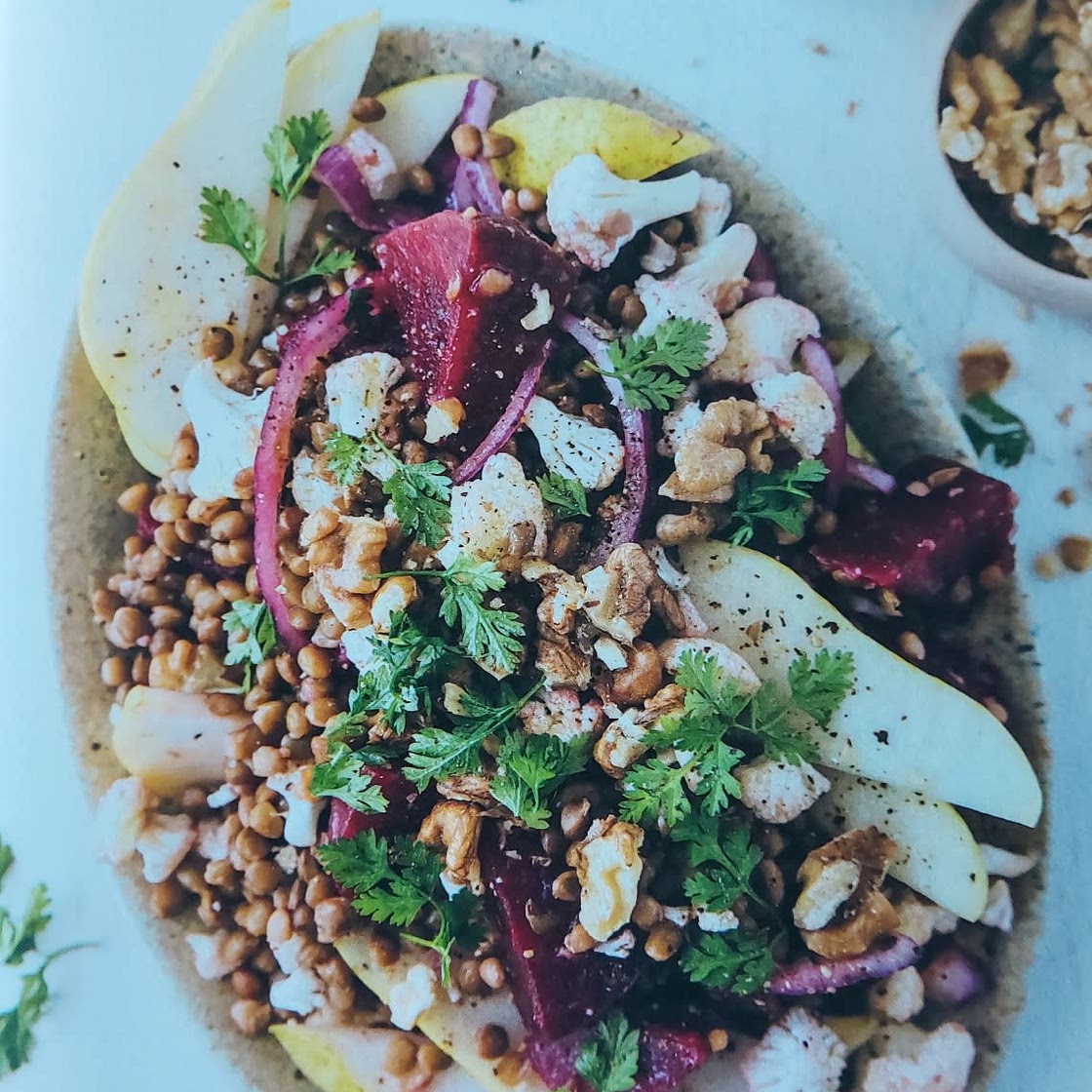 Salade de lentilles et fruits
