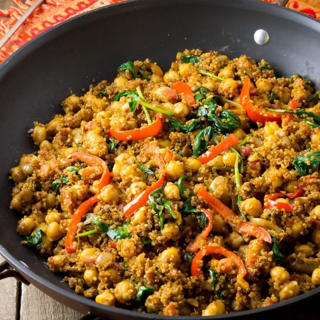 Indian Quinoa and Chickpea Stir-Fry  [Vegan]