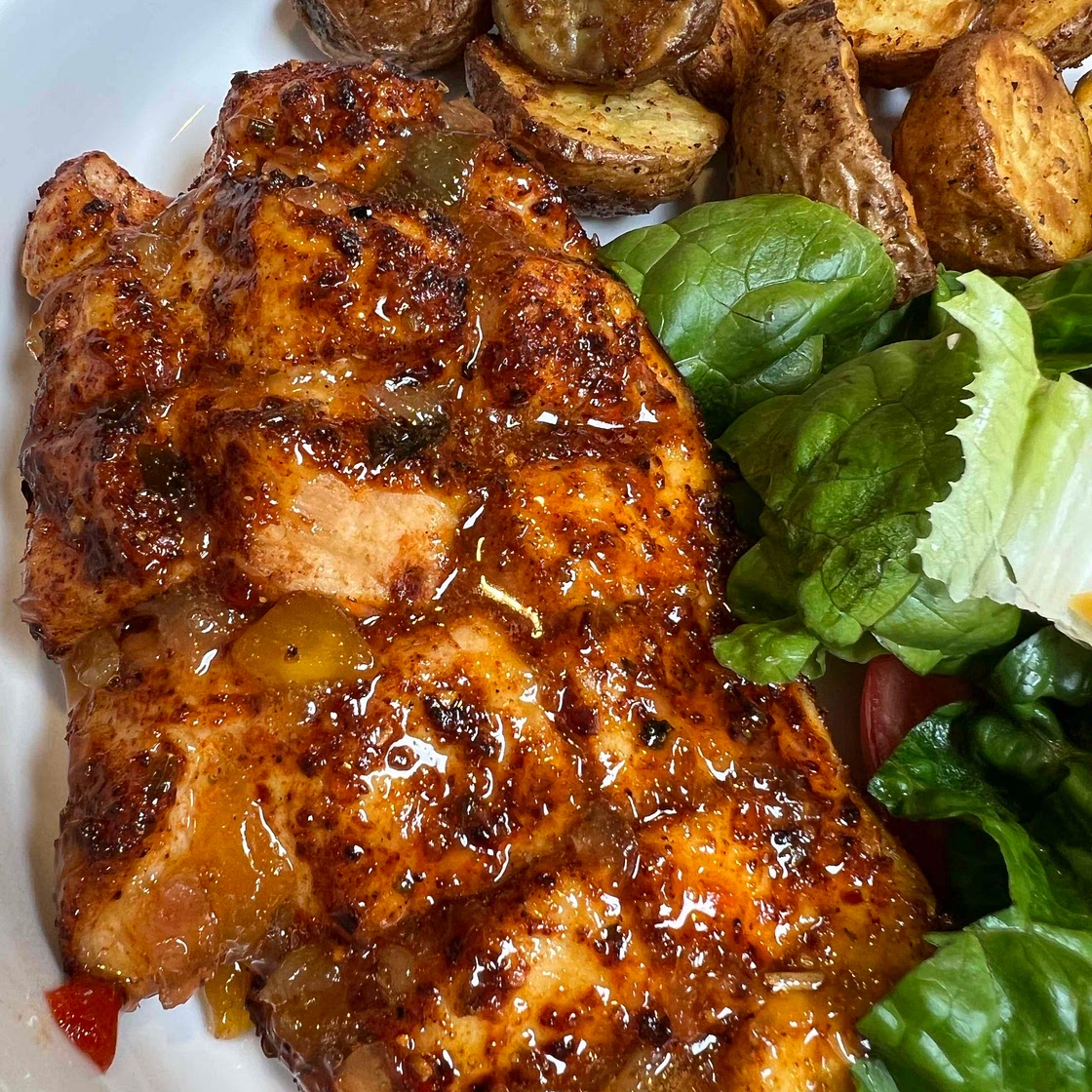 Roasted Pineapple and Habanero Glazed Chicken Breast 