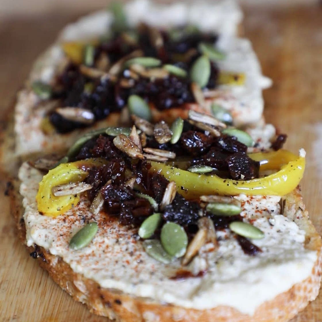 Roasted Pepper Hummus Toast