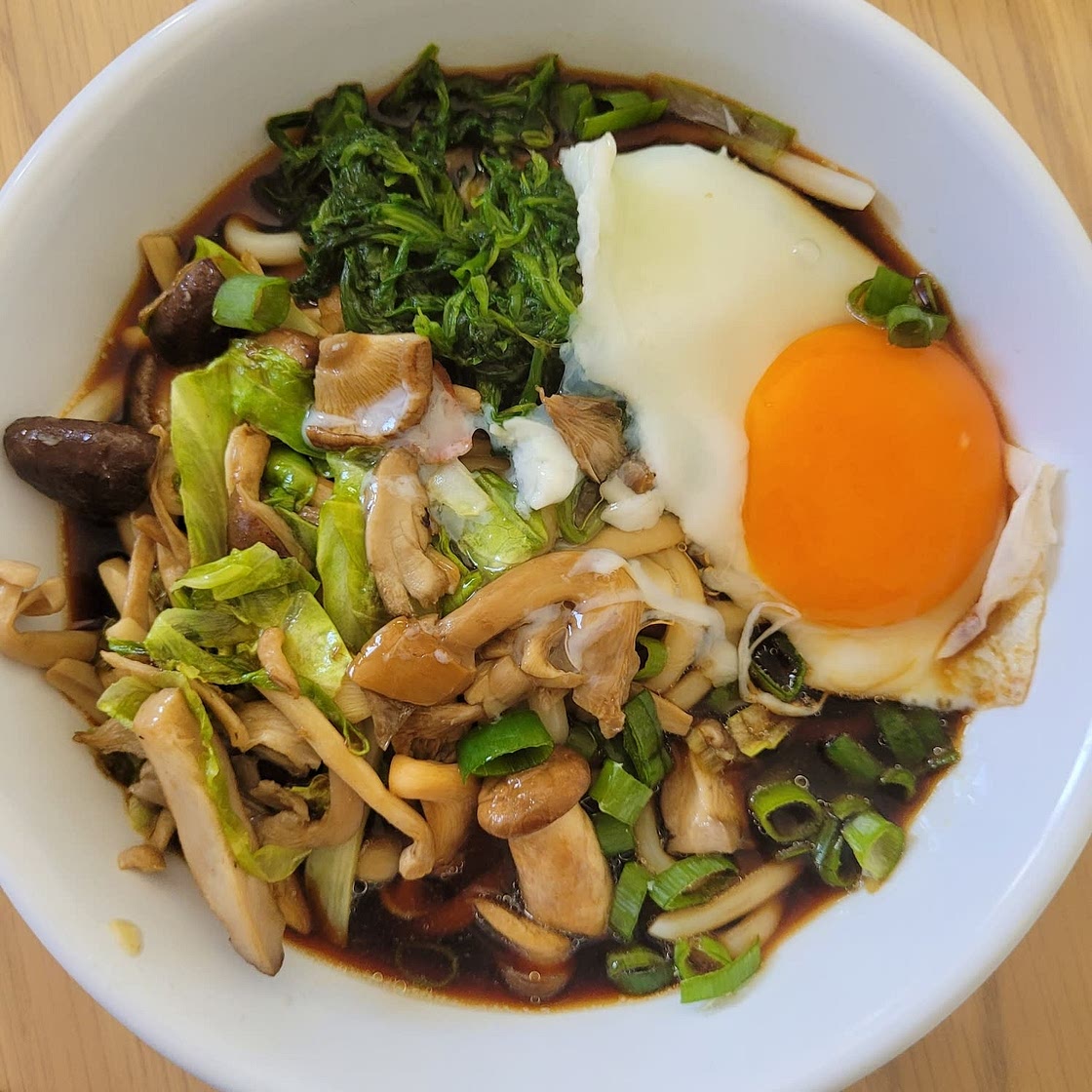 Japanese Udon With Mushroom-Soy Broth, Stir-Fried Mushrooms, and Cabbage (Vegan) Recipe