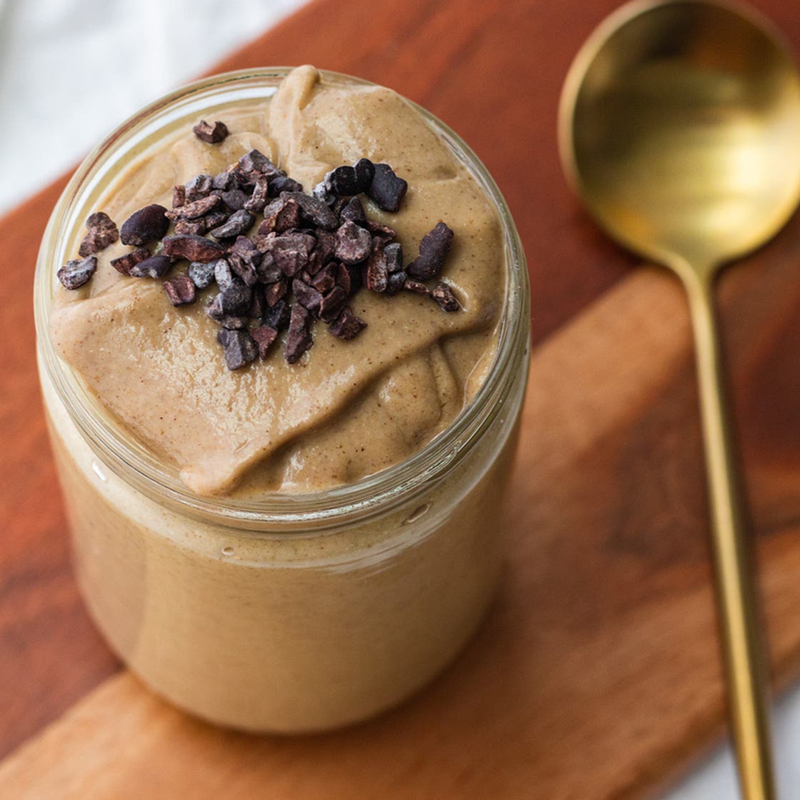 Peach Banana Protein Smoothie with Chia and Avocado