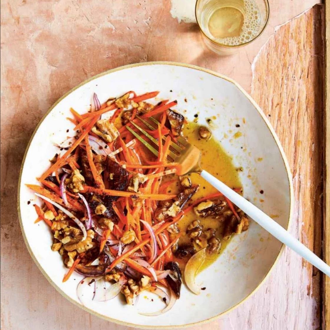 Raw Carrot Salad with Dates, Walnuts, and Aleppo