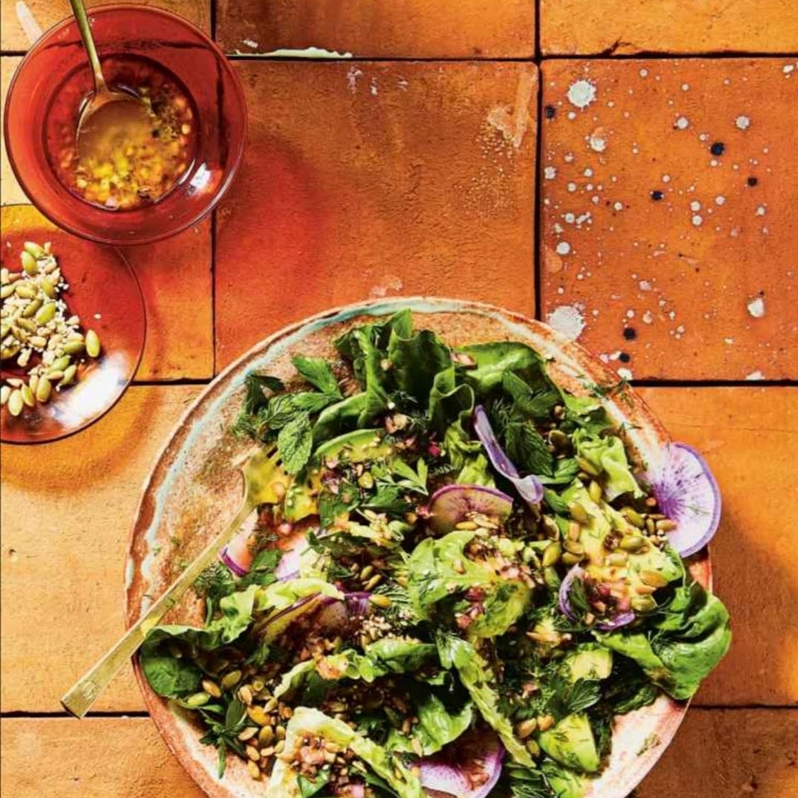 Herby Seeds Salad with Toasted Cumin Vinaigrette