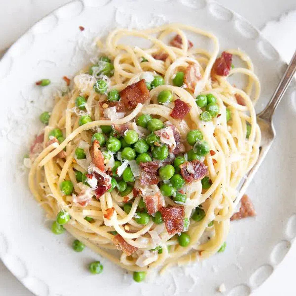 Pasta with Bacon and Peas
