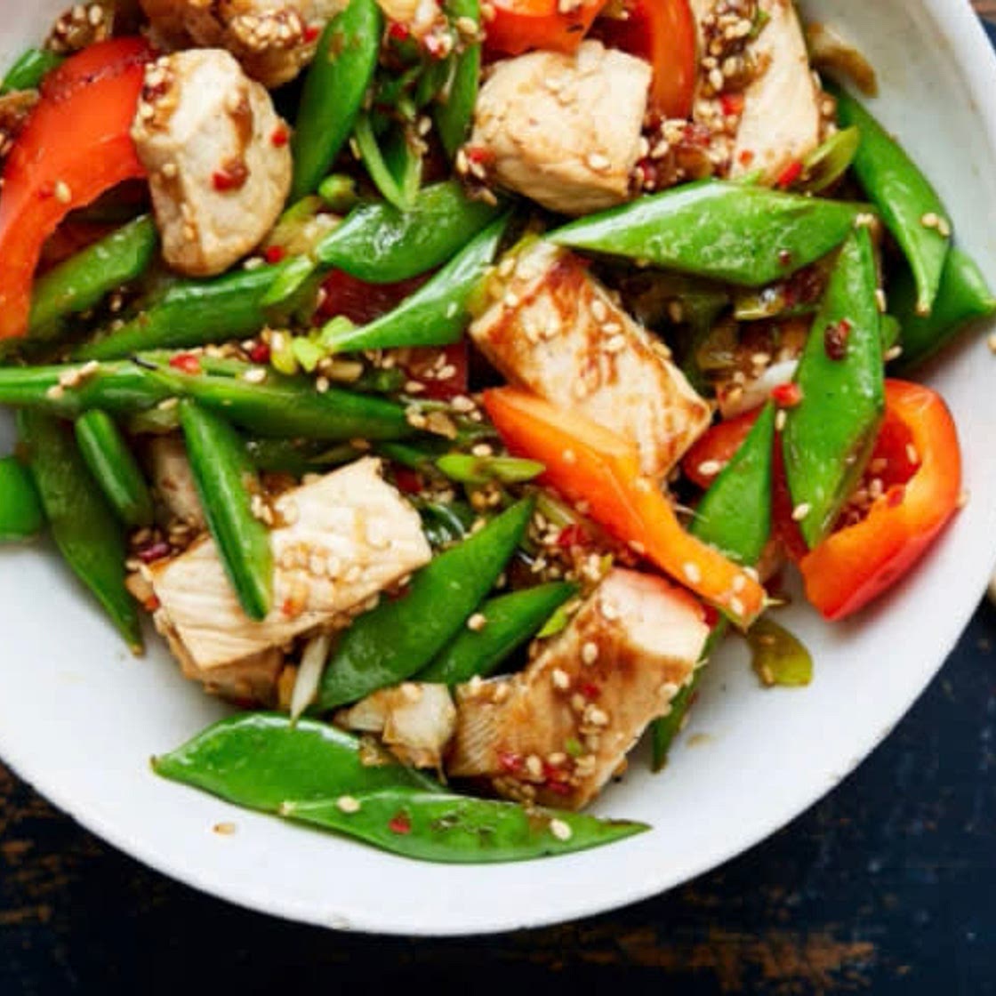 Pork Stir Fry with Honey and Sesame Seeds