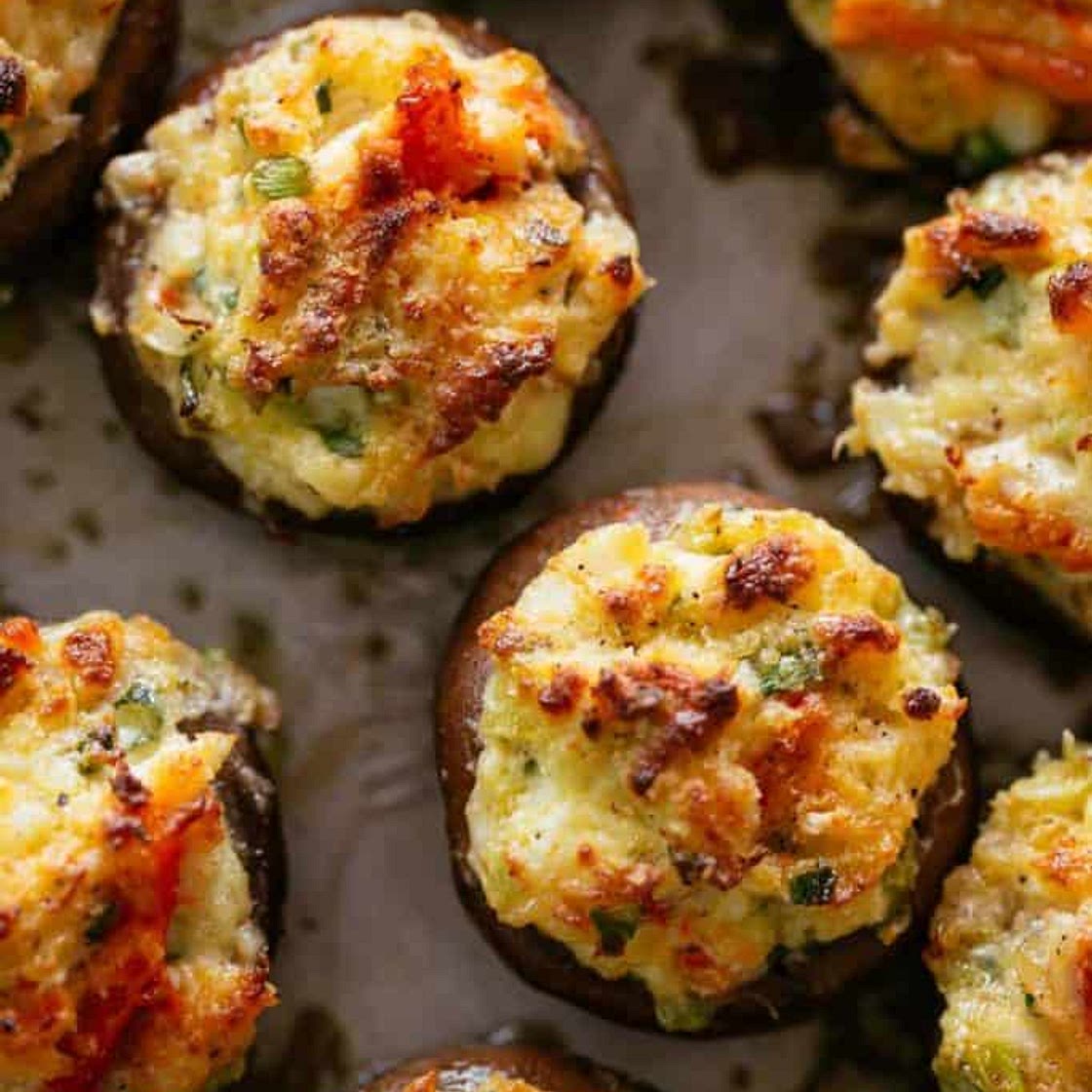 Crab & Shrimp Stuffed Mushrooms