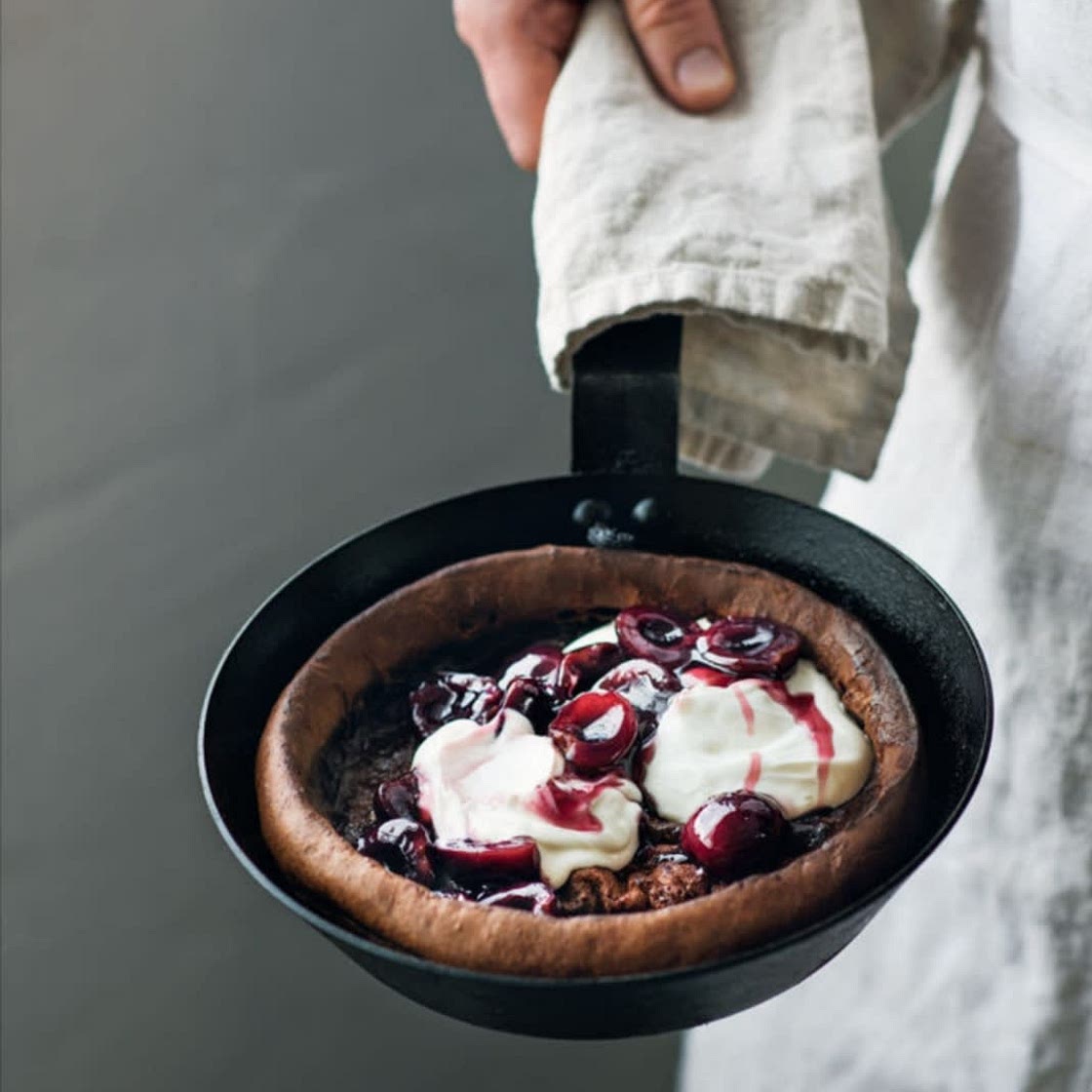 COCOA DUTCH BABY PANCAKE WITH CHERRIES
