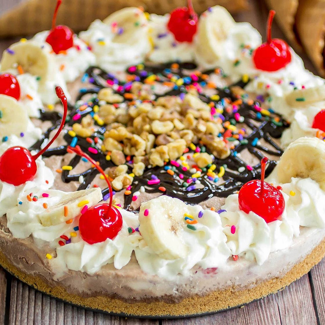 No Bake Banana Split Pie