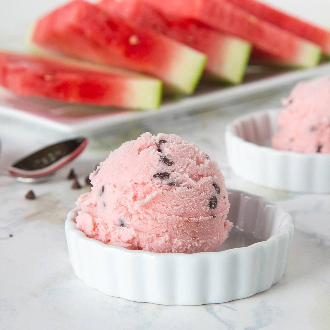 Watermelon Ice Cream with Chocolate Chips