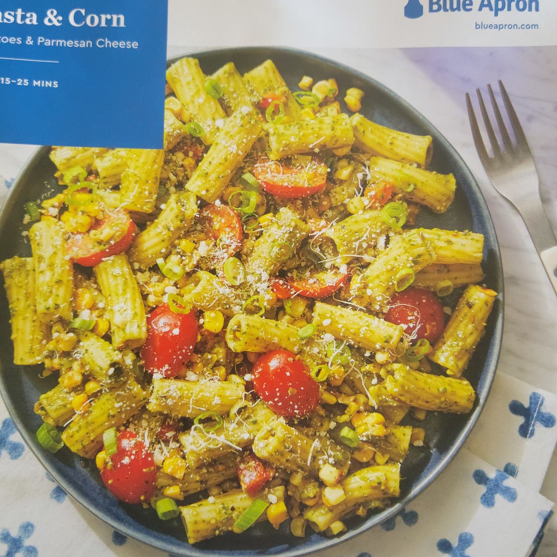 Italian Sausage, Pesto Pasta & Corn