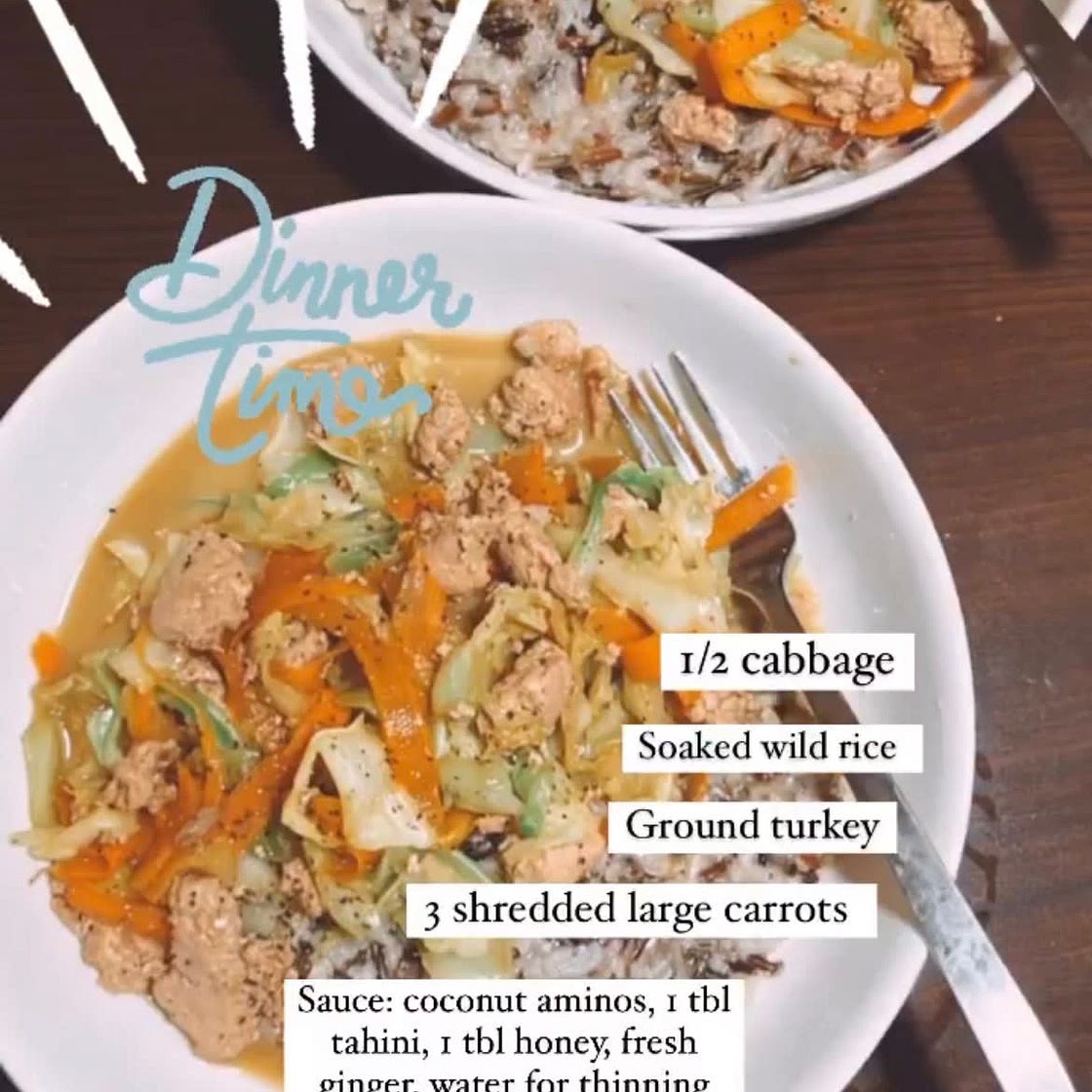 Cabbage wild rice + ground turkey