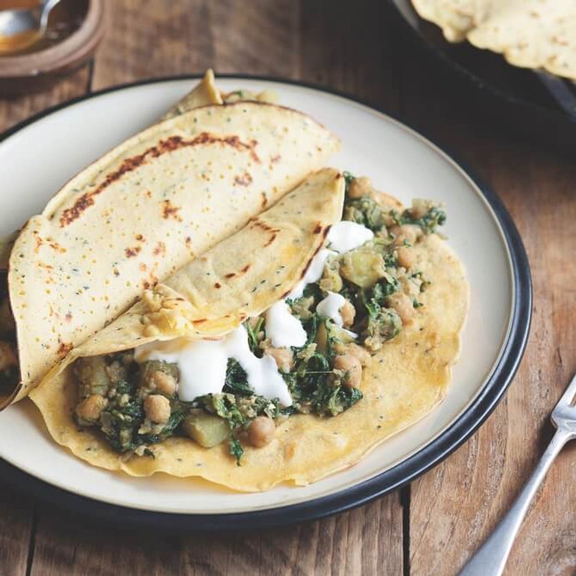 Spinach, chickpea pancakes