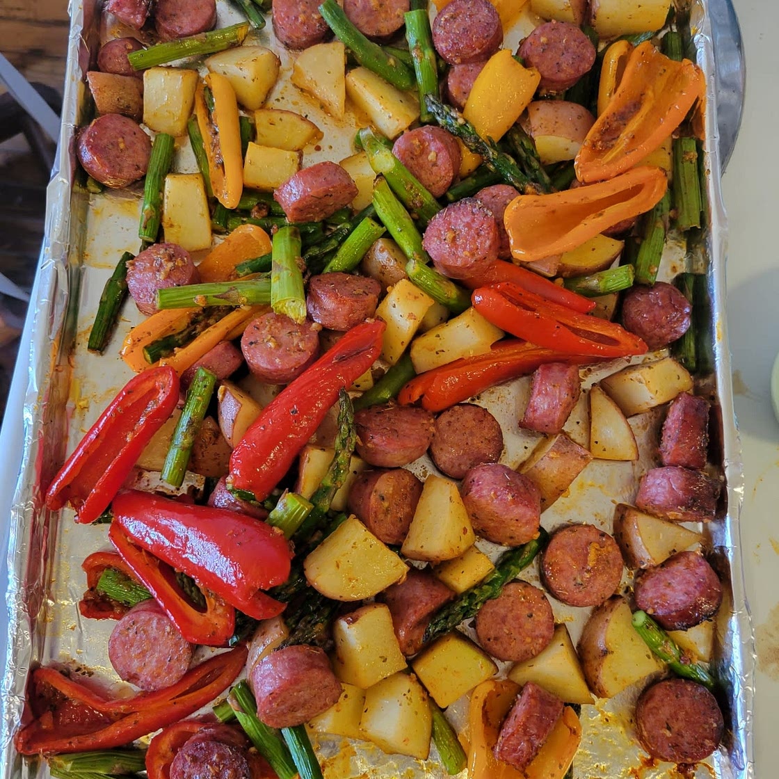One Pan Honey Garlic Sausage + Veggies Recipe