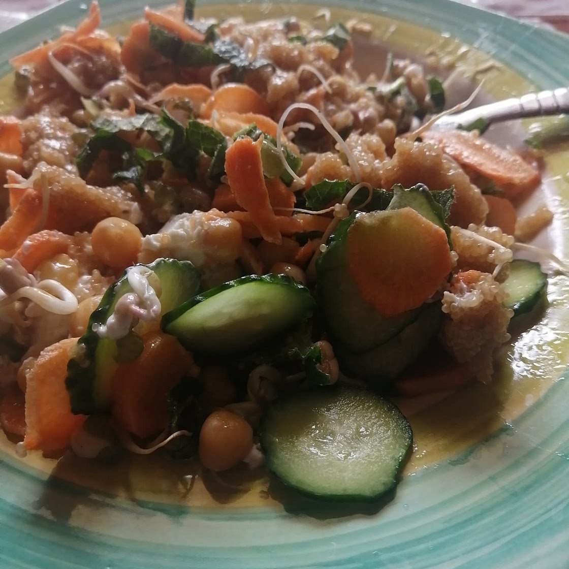SALAD OF QUINOA, CHICKPEAS, MUNG BEAN SPROUTS, BEETROOT & SHANKLISH