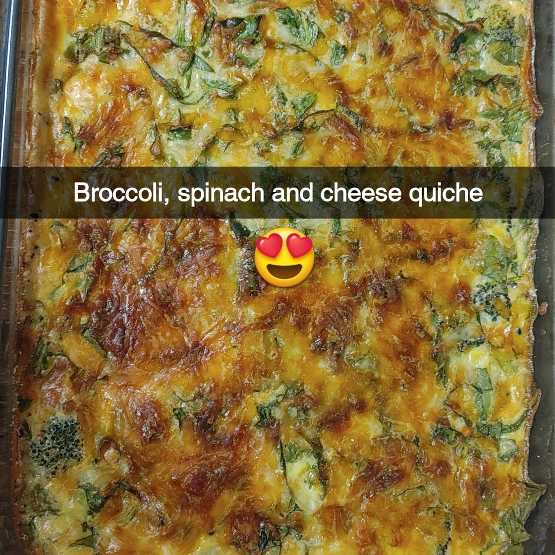 Broccoli Spinach Crustless Quiche