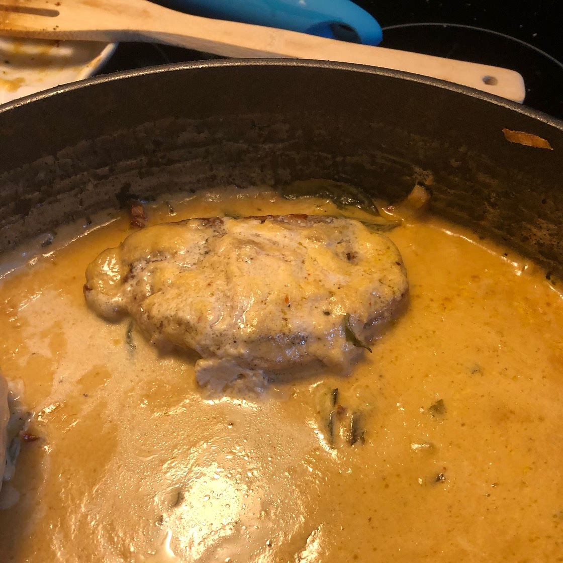 Creamy Basil Skillet Pork Chops