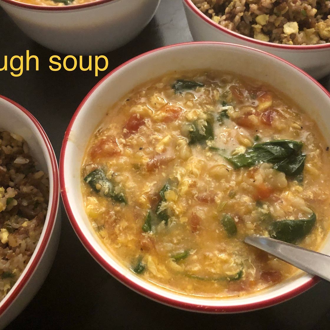 Tomatoes and eggs dough soup 疙瘩汤