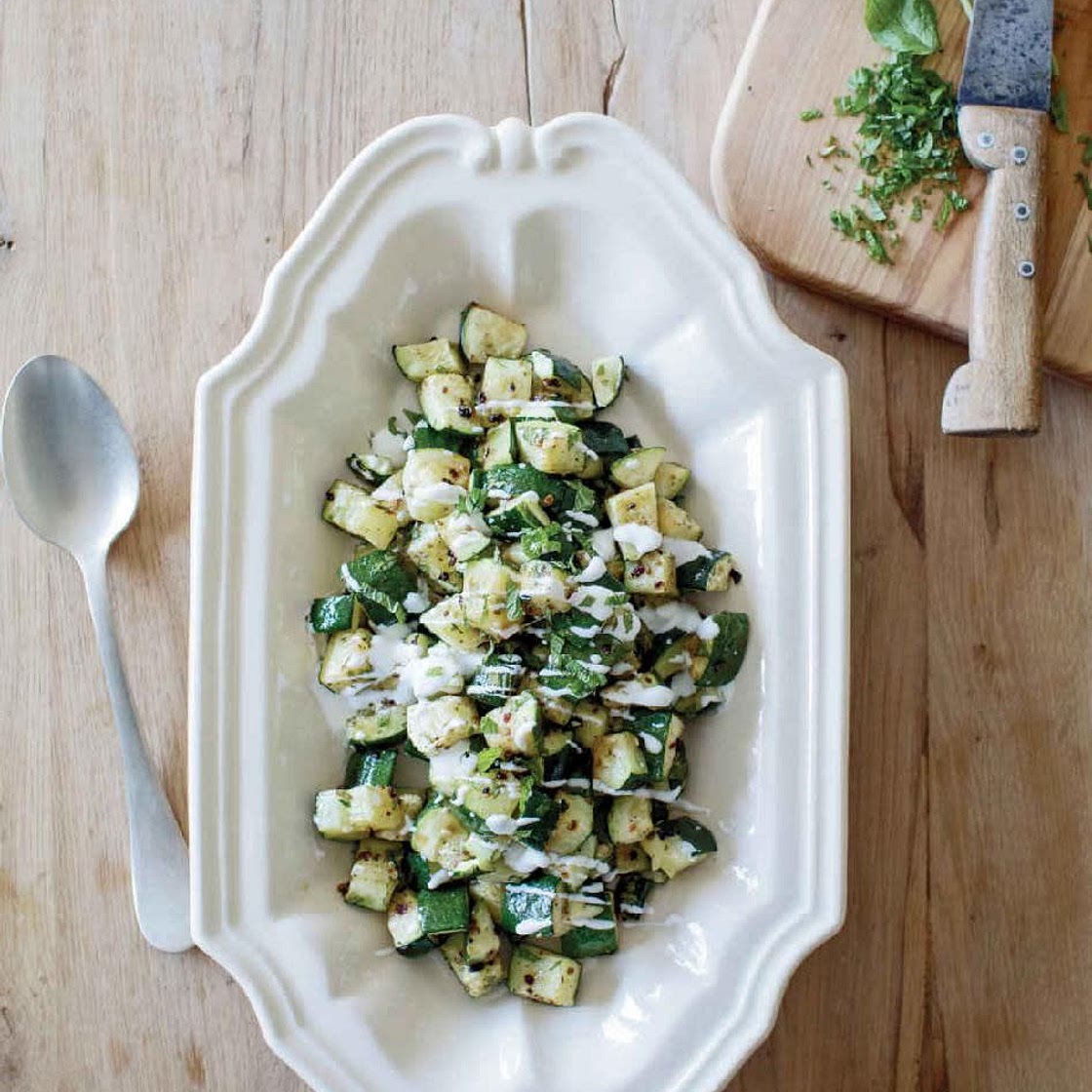Roasted Zucchini with Chili Flakes and Mint