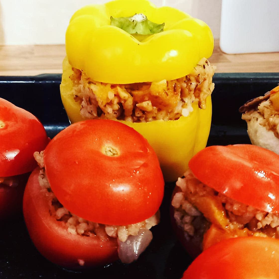 Squash risotto stuffed vegetables