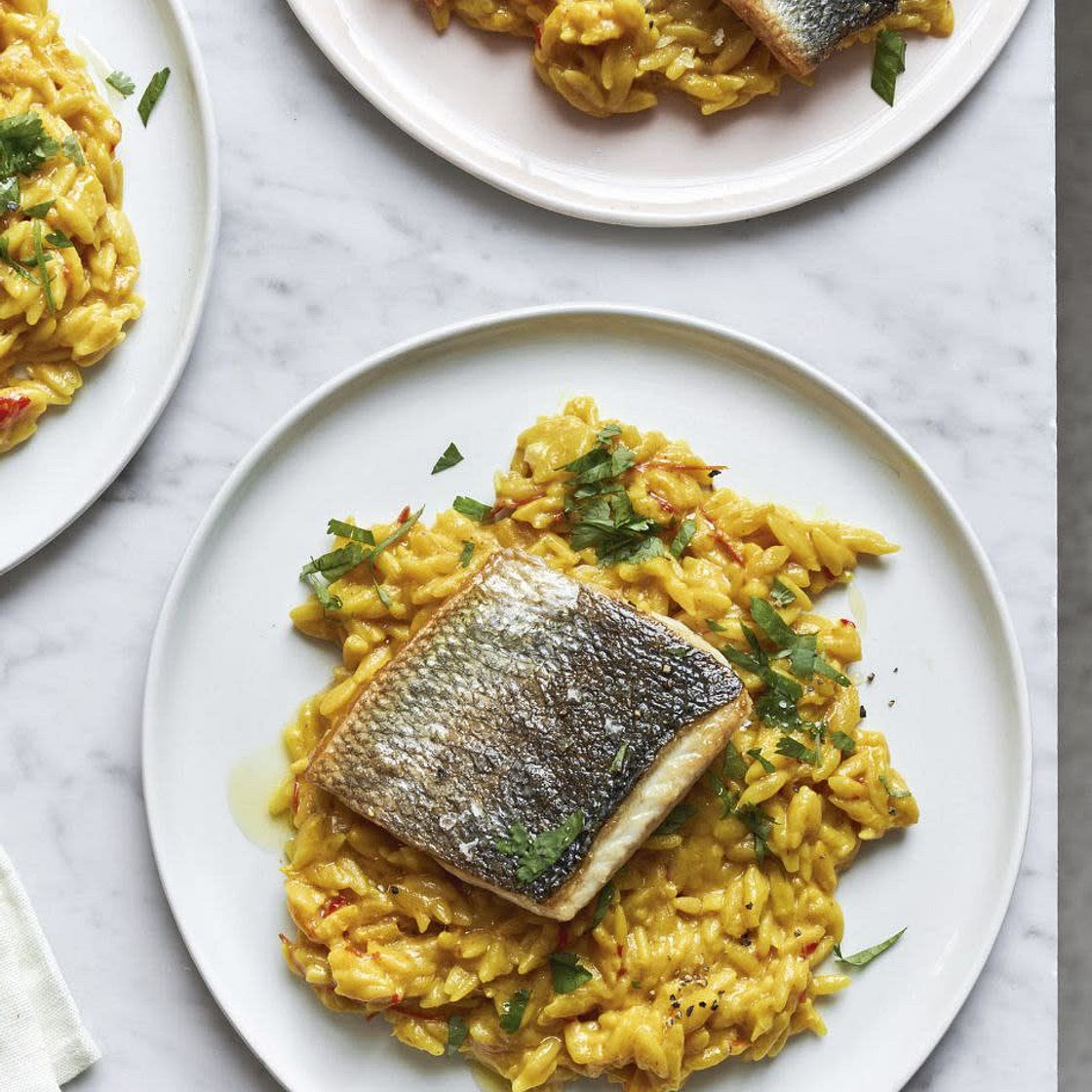 rhubarb and sea bass
