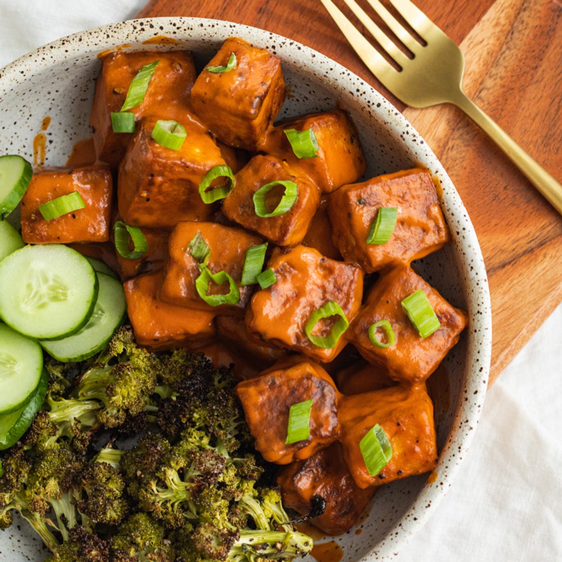 Vegan Crispy Baked Buffalo Tofu
